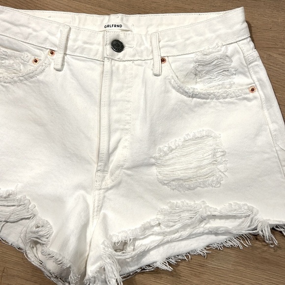 GRLFRND White Granada Denim shorts The Cindy Size 26 High Rise Distressed - Picture 6 of 11